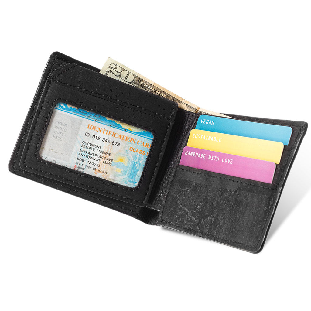 Cork Vegan Passcase Wallet Corkor Black - I Am The Animal