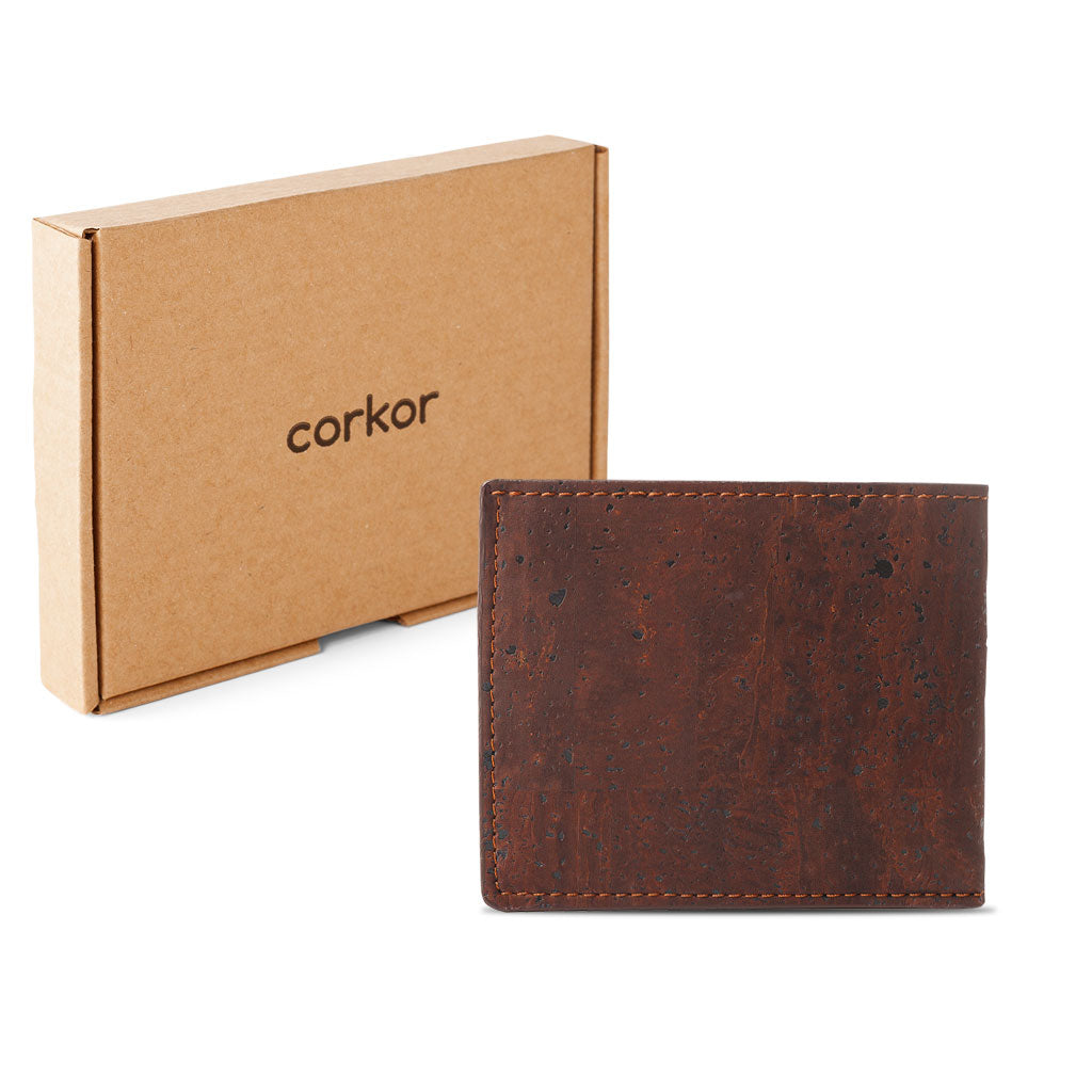 Cork Vegan Passcase Wallet Corkor Dark Brown - I Am The Animal