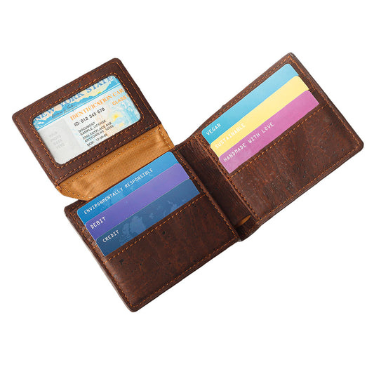 Cork Vegan Passcase Wallet Corkor Dark Brown - I Am The Animal