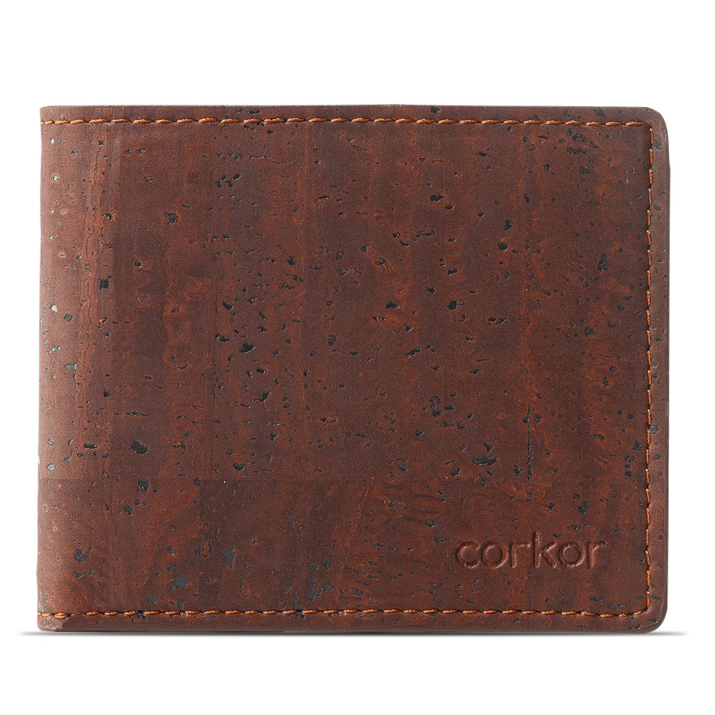 Cork Vegan Passcase Wallet Corkor Dark Brown - I Am The Animal
