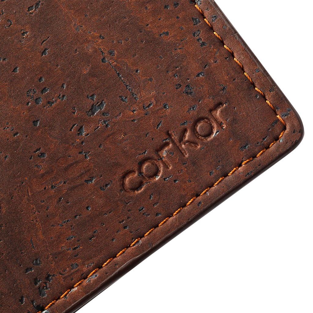 Cork Vegan Passcase Wallet Corkor Dark Brown - I Am The Animal