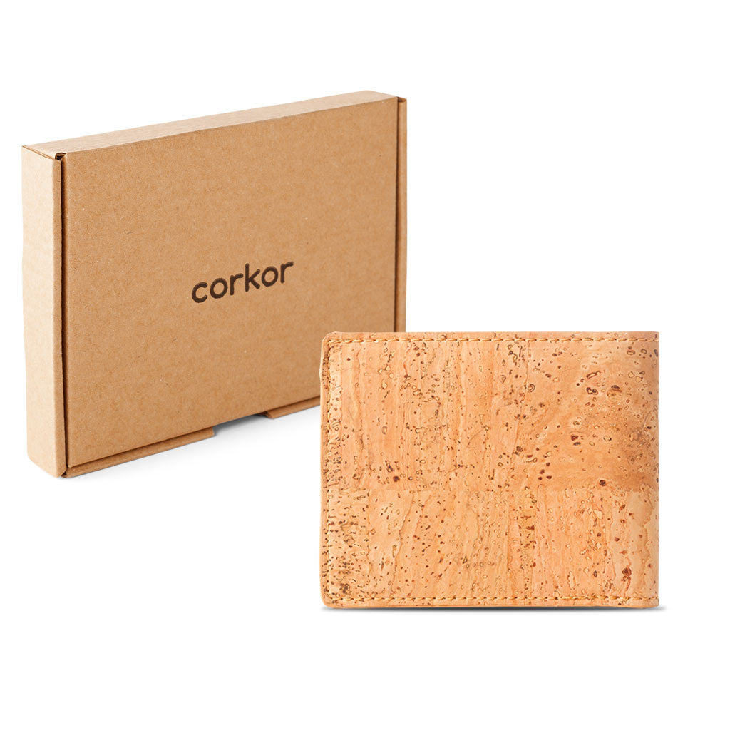 Cork Vegan Passcase Wallet Corkor Light Brown - I Am The Animal