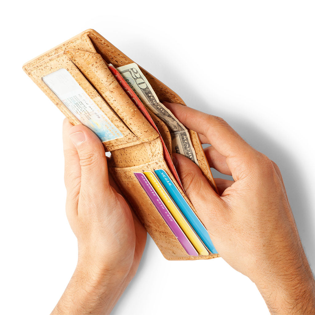 Cork Vegan Passcase Wallet Corkor Light Brown - I Am The Animal