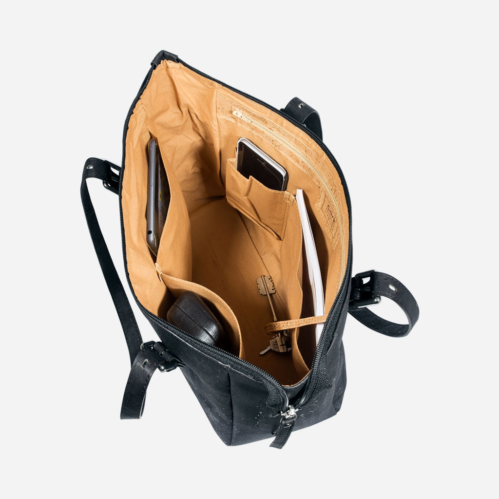 Cork Vegan Shoulder Bag Women's Corkor Black - I Am The Animal