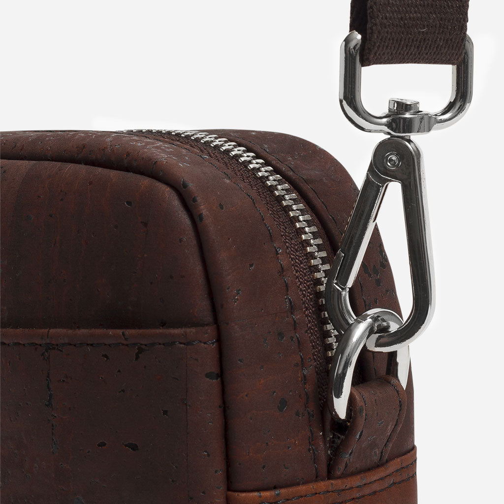 Cork Vegan Crossbody Pouch Bag Vertical Corkor Dark Brown - I Am The Animal
