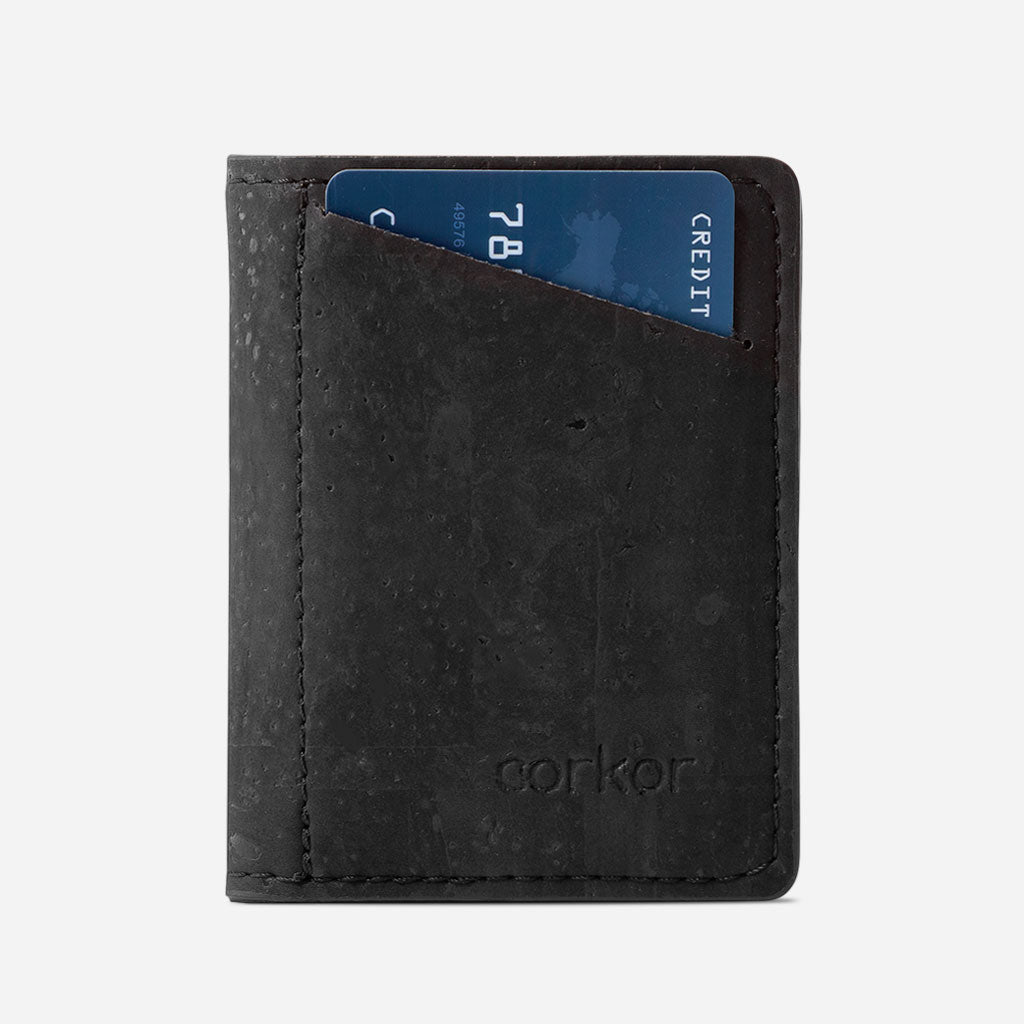 Cork Vegan Slim Wallet Corkor Black - I Am The Animal