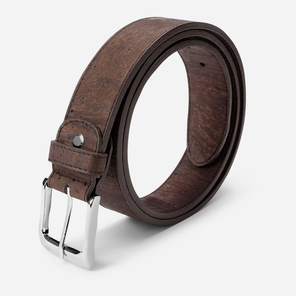 Cork Vegan Men's Belt 35mm Corkor Dark Brown - I Am The Animal