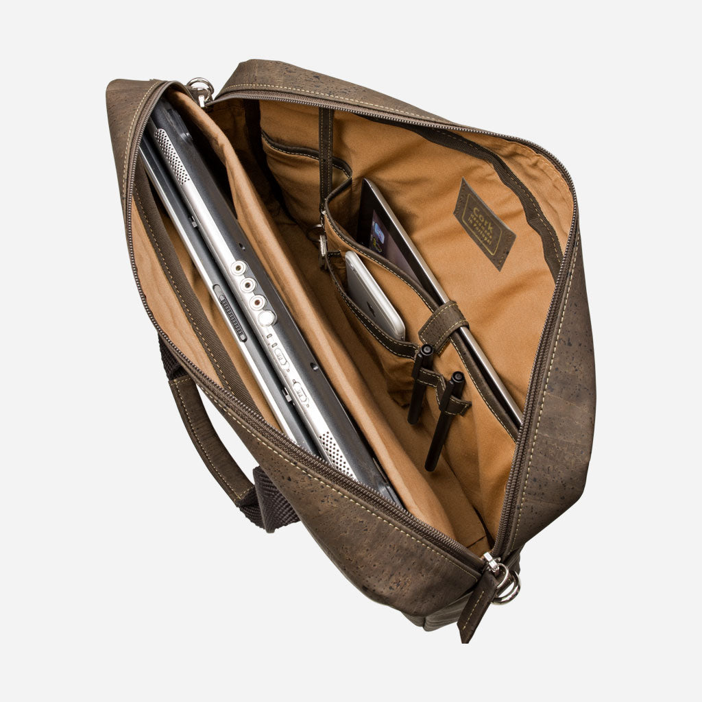 Cork Vegan Laptop Briefcase Bag Corkor Dark Brown