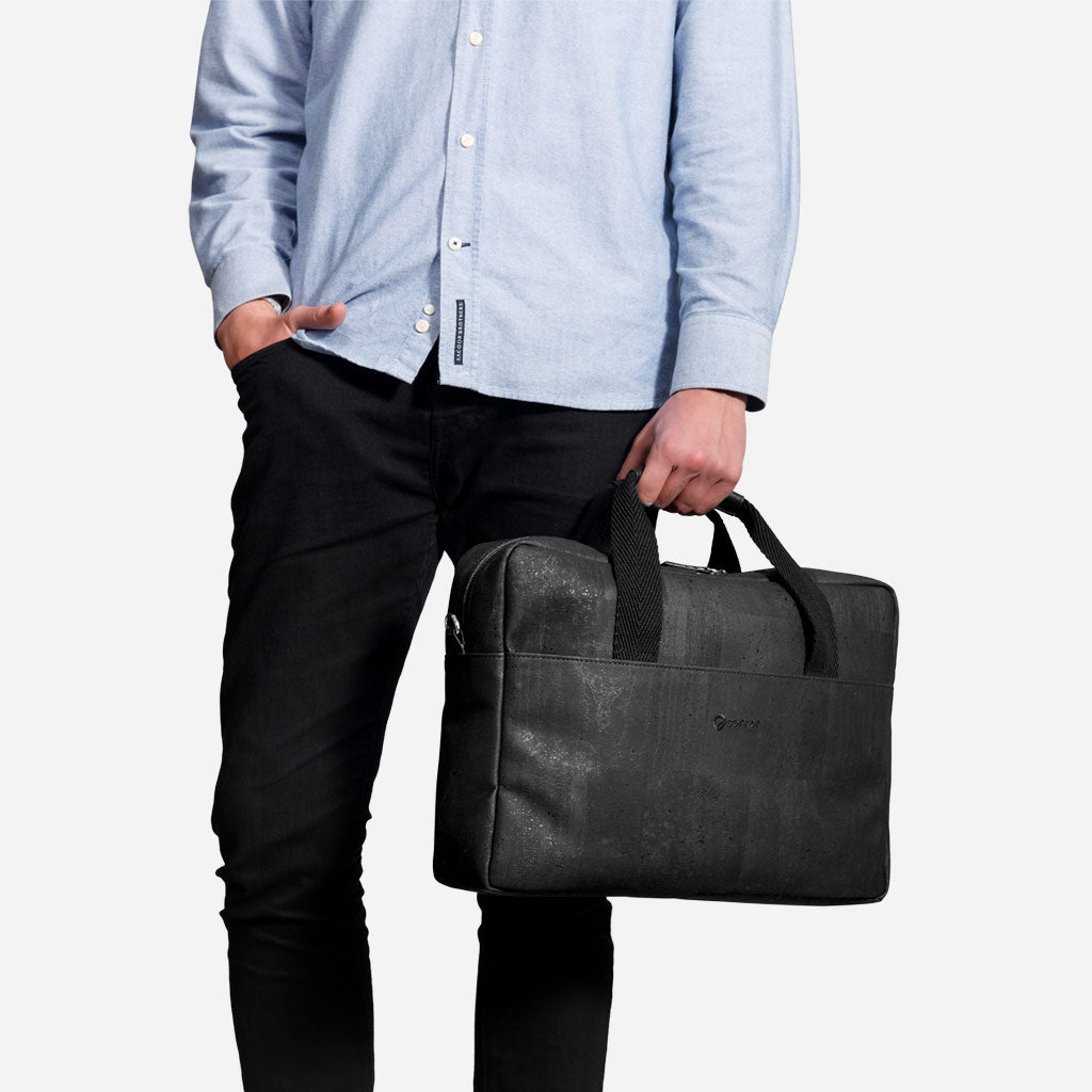 Cork Vegan Laptop Briefcase Bag Corkor Black
