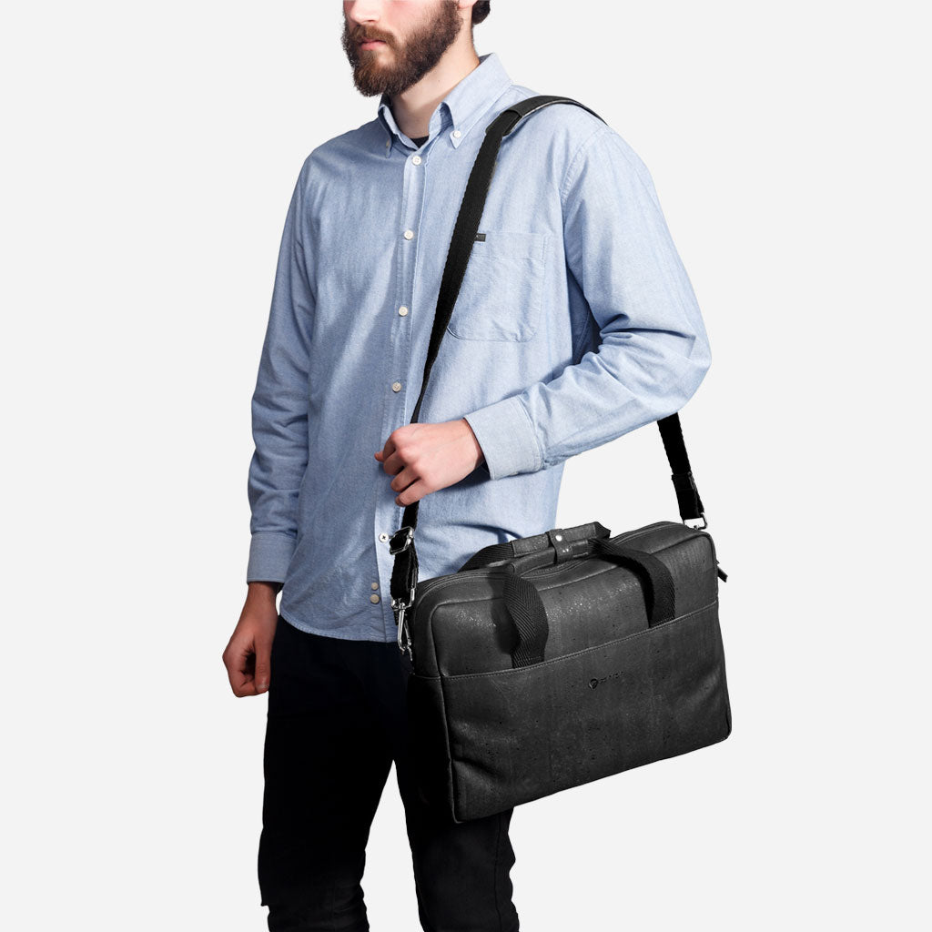 Cork Vegan Laptop Briefcase Bag Corkor Black