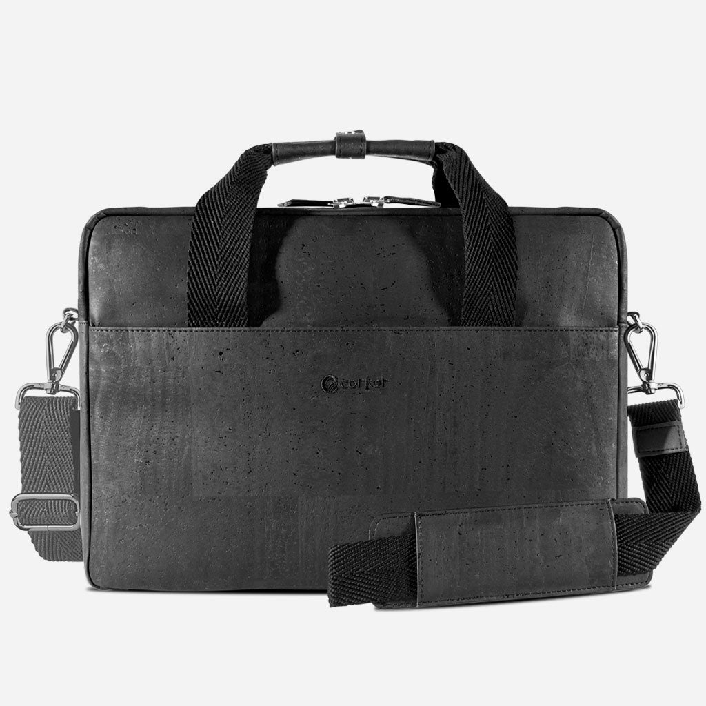 Cork Vegan Laptop Briefcase Bag Corkor Black