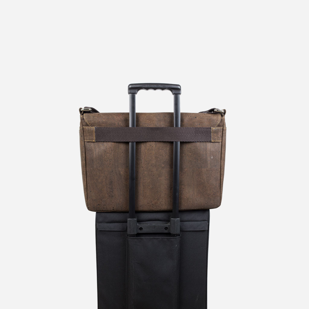 Cork Vegan Laptop Messenger Bag Corkor Dark Brown - I Am The Animal