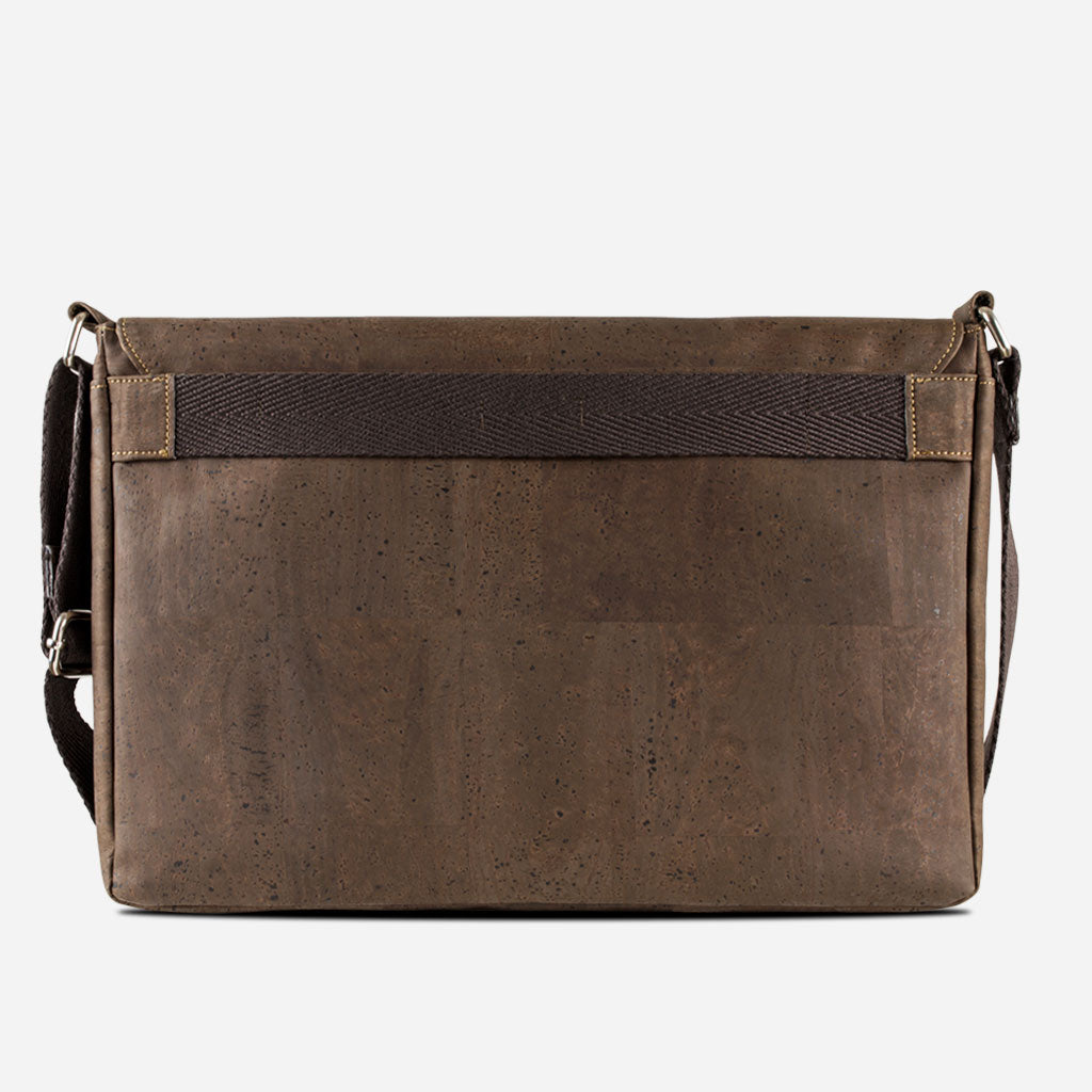 Cork Vegan Laptop Messenger Bag Corkor Dark Brown - I Am The Animal