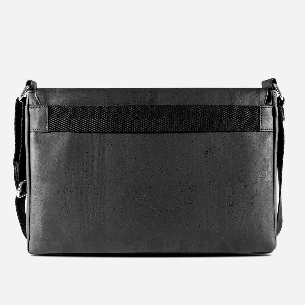 Cork Vegan Laptop Messenger Bag Corkor Black - I Am The Animal