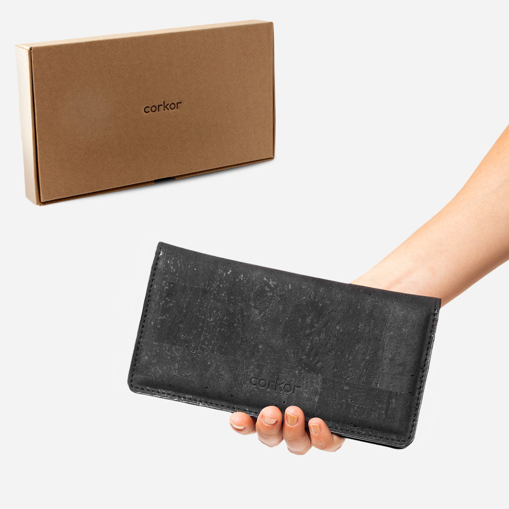 Cork Vegan Slim Wallet Women's Corkor Black - I Am The Animal
