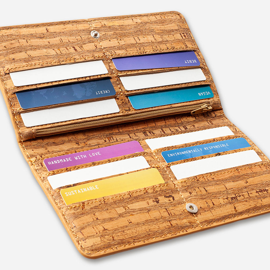 Cork Vegan Slim Wallet Women's Corkor Zebra - I Am The Animal