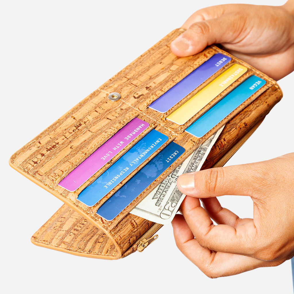 Cork Vegan Slim Wallet Women's Corkor Zebra - I Am The Animal