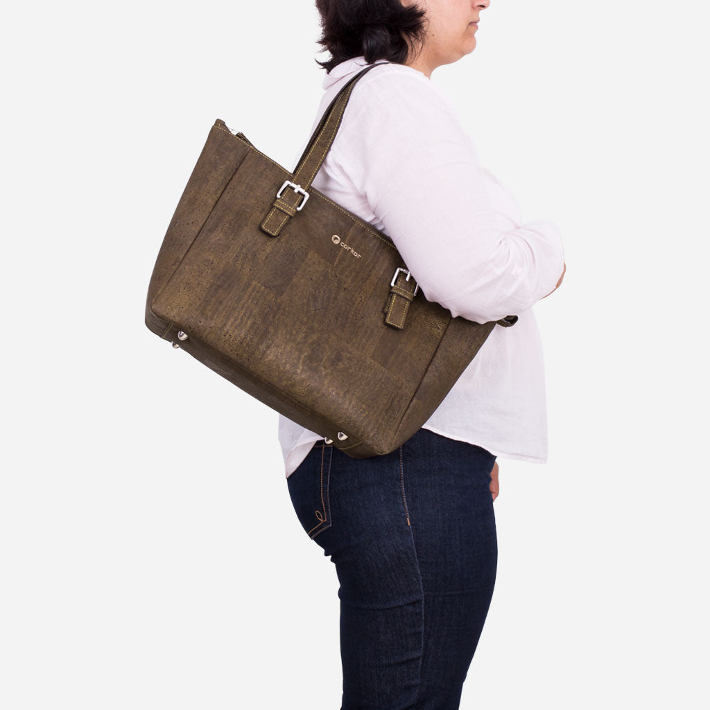Cork Vegan Shoulder Bag Women's Corkor Dark Brown - I Am The Animal