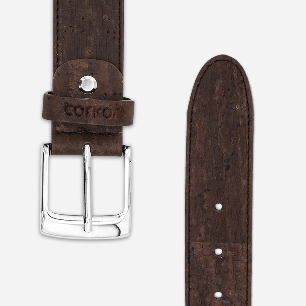 Cork Vegan Men's Belt 35mm Corkor Dark Brown